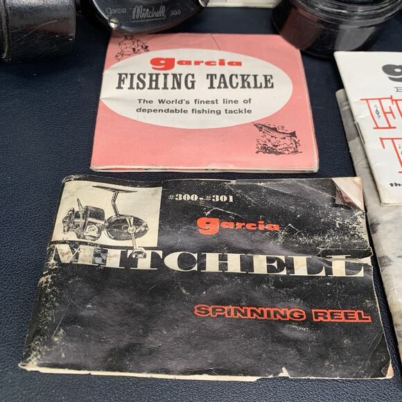 Vintage Garcia Mitchell 300 Spinning Reel - Made In France Manuals Extra Spools - Picture 2 of 16